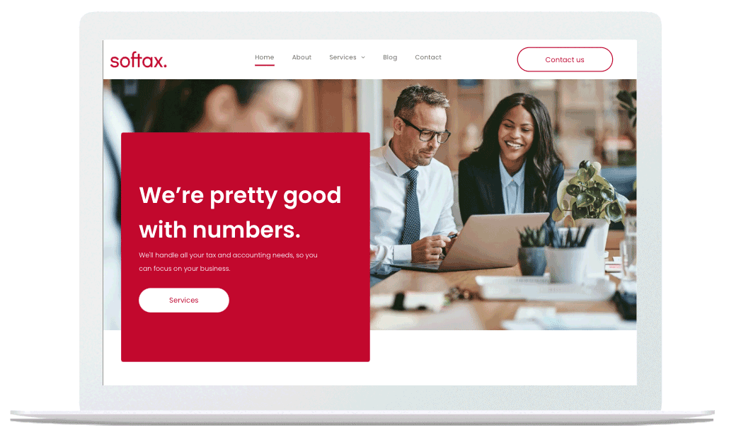 A laptop is open to a website that says we 're pretty good with numbers.