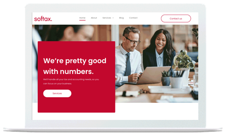 A laptop is open to a website that says we 're pretty good with numbers.