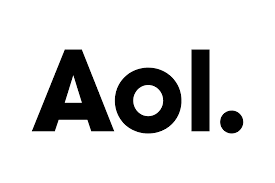 The aol logo is black and white on a white background.