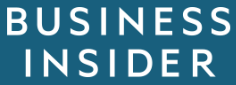 A blue background with white text that says business insider