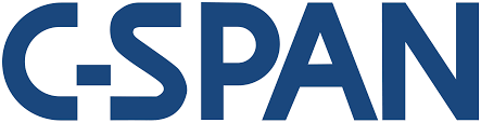A blue and white logo for gspan on a white background