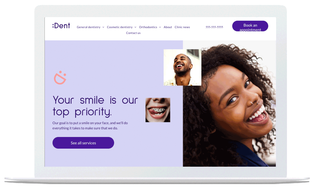 A laptop with a picture of a woman smiling on the screen.