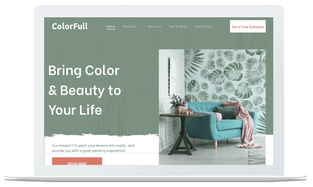 A laptop is open to a website that says bring color and beauty to your life.