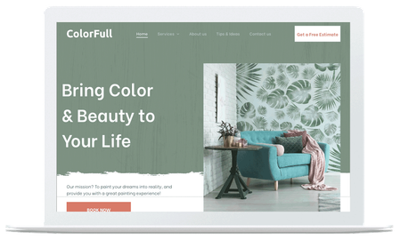 A laptop is open to a website that says bring color and beauty to your life.