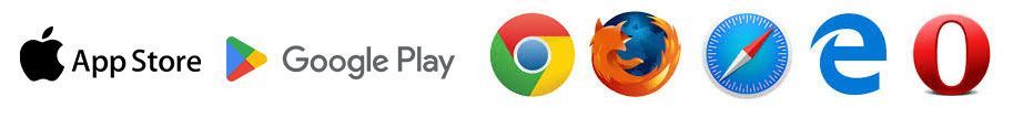A blurred image of the app store and google play logos