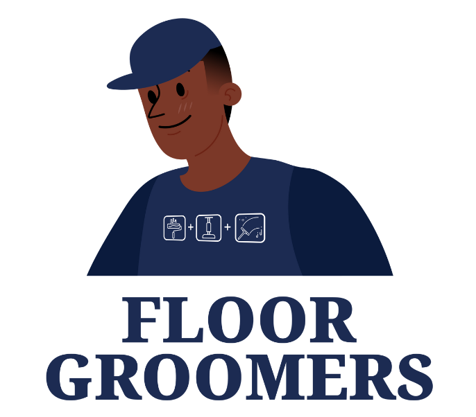 A logo for floor groomers with a man wearing a hat