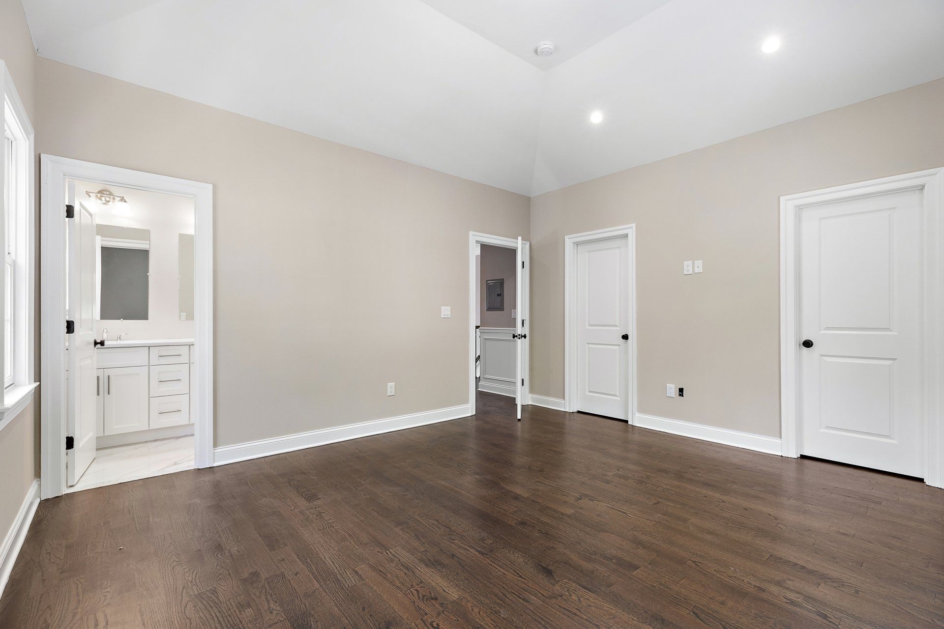 upstairs room with doors