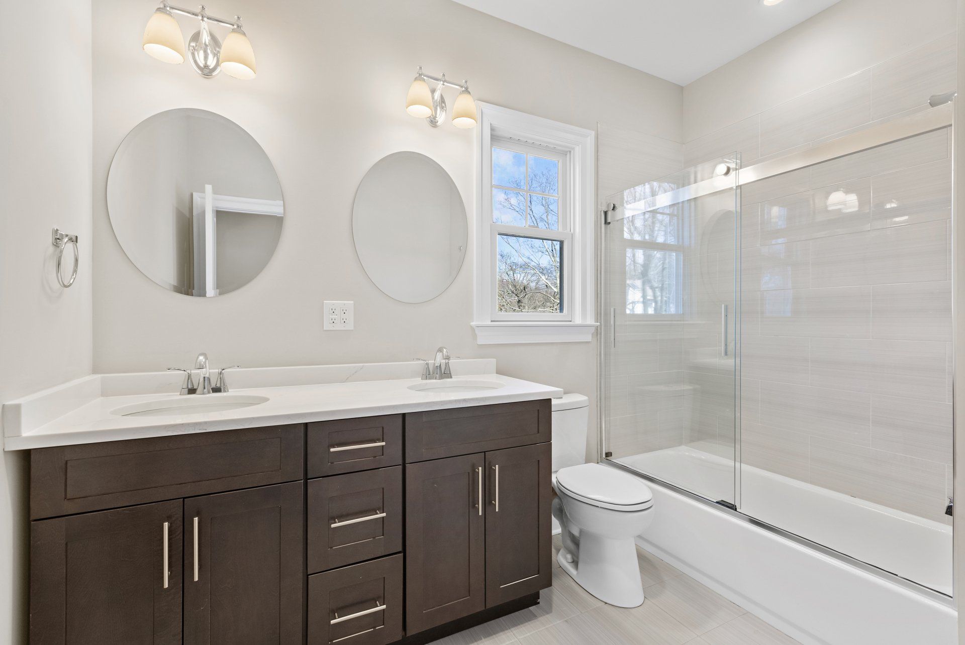 upstairs bathroom with glass shower door
