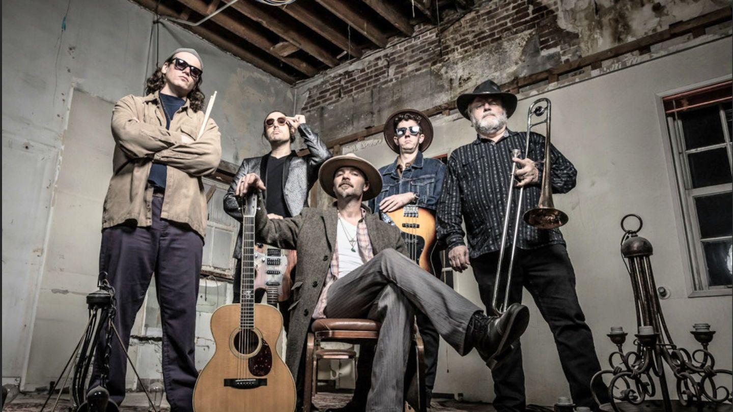 Adam Gabriel and the Cavaliers band performing live at Resistance Wine Company, Ashland Oregon