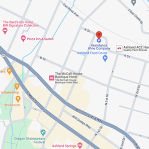 Ashland Oregon Tasting Room Map