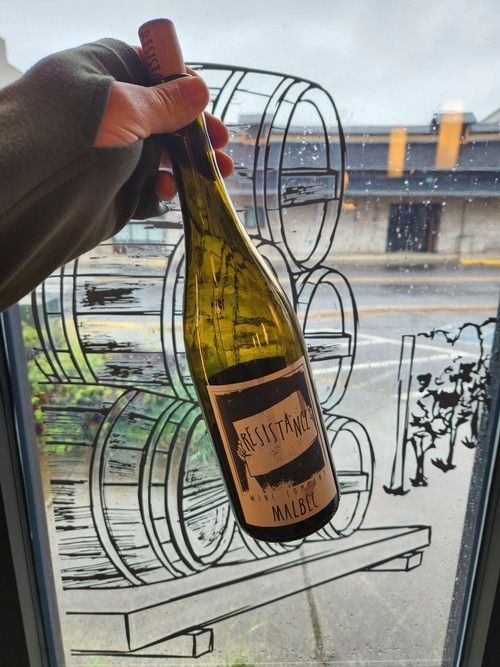 a picture of a wine bottle on a rainy day.  Southern Oregon Vineyard Climate