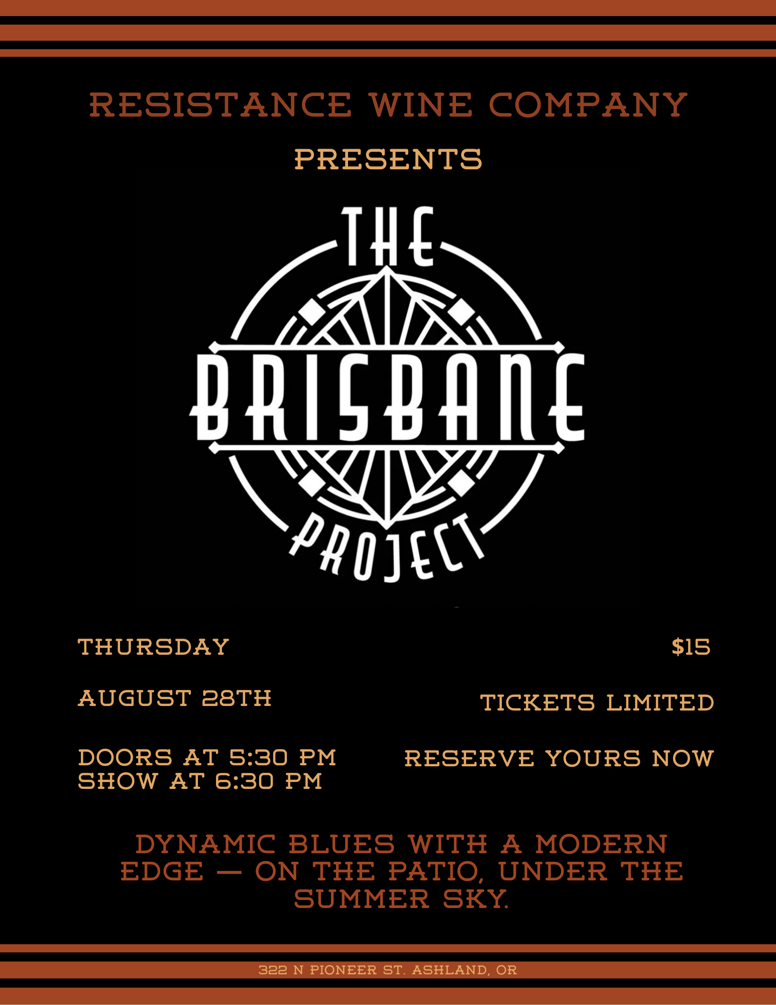 Resistance Wine Company presents The Brisbane Project, Ashland Oregon