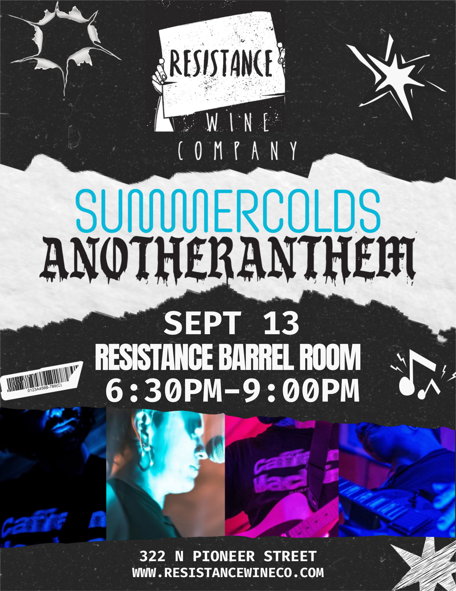 Resistance Wine Company Summer Colds and Another Anthem graphic, Ashland Oregon
