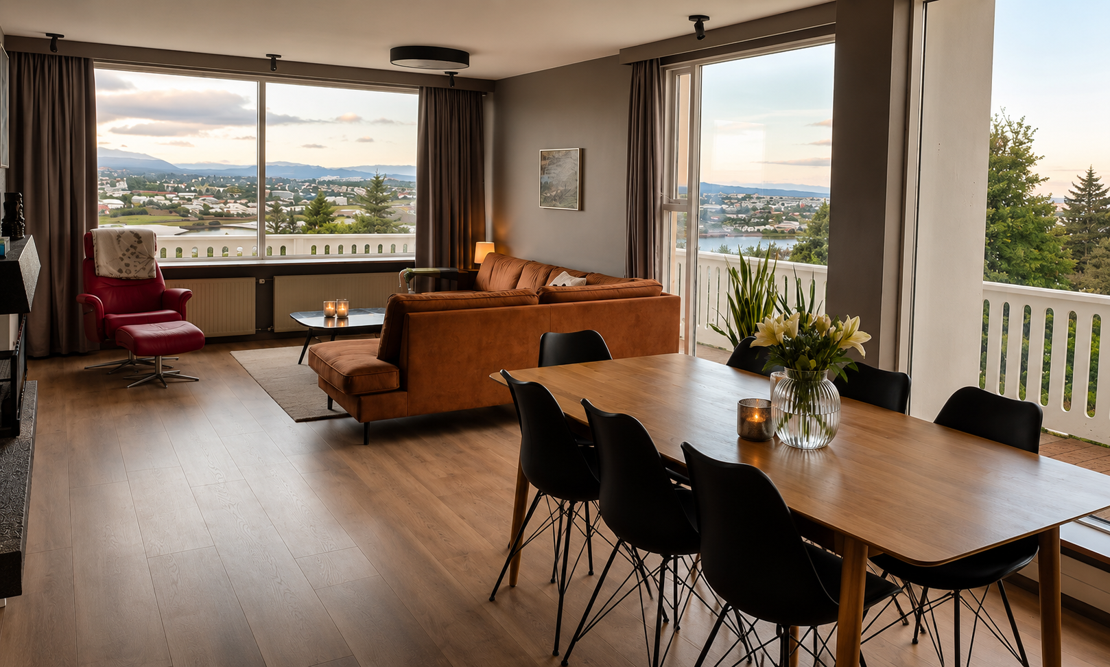 Living room in a five bedroom penthouse near Reykjavík