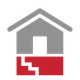 An icon of a house with stairs coming out of it.