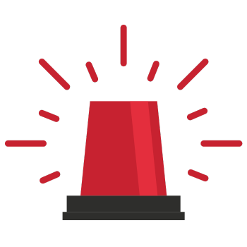 A red emergency light is shining on a white background.