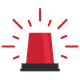 A red emergency light is shining on a white background.