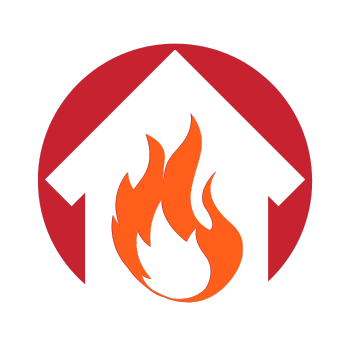 A house with a fire coming out of it