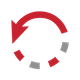 A red arrow pointing in a circle on a white background.
