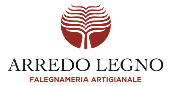 Logo for Arredo Legno, a red tree emblem above black text and red tagline