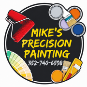 Mike's Precision Painting logo: Blue paint brush with a stroke; company name in blue text.