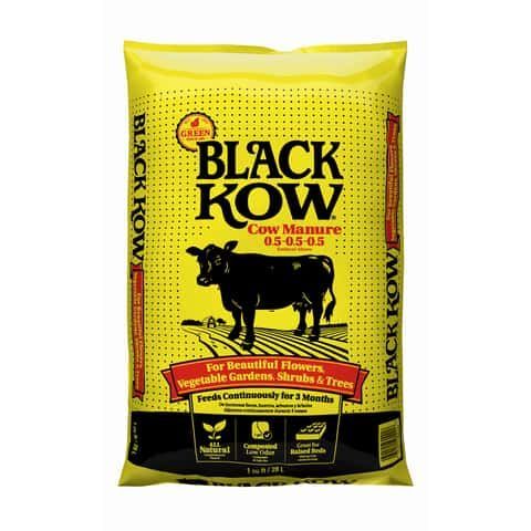 Yellow Black Kow cow manure fertilizer bag with black cow graphic and red label text