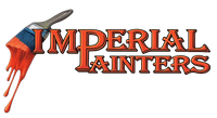 Imperial Painters logo with a paintbrush dripping red paint over bold red lettering