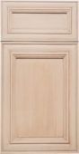A close up of a wooden cabinet door on a white background.