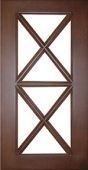 A close up of a wooden door with a cross on it.