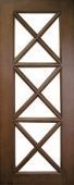 A close up of a wooden door with white squares on it.