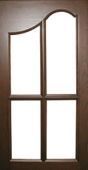 A close up of a wooden window with a white background.