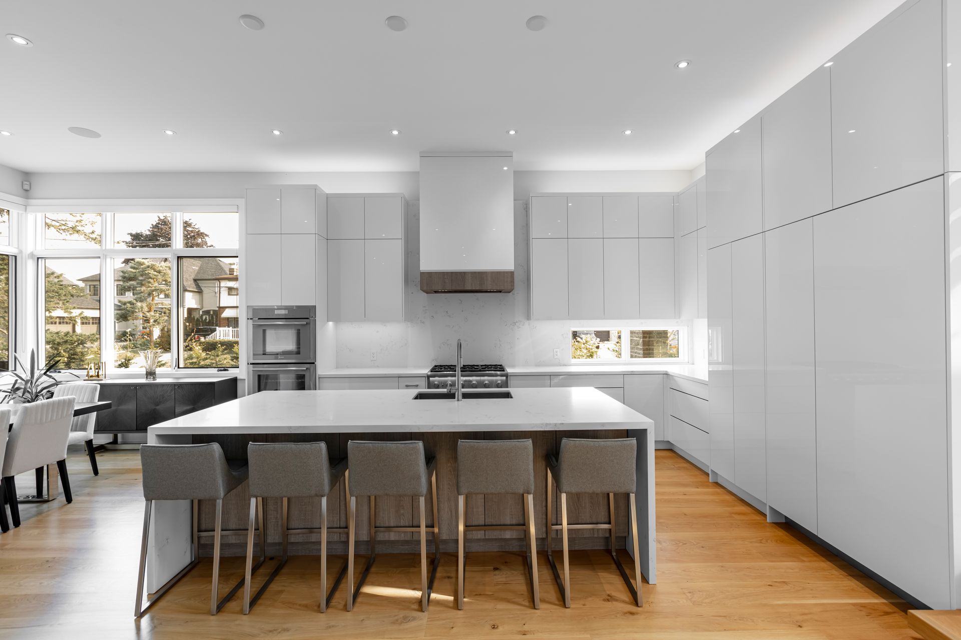 White Gloss and Grey Melamine Two Tone Contemporary Kitchen Design by Kitchen Land