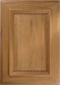 A close up of a wooden cabinet door on a white background.