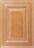 A close up of a wooden door with a square frame.