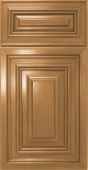 A close up of a wooden cabinet door.