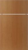 A close up of a wooden door with a white line on it.