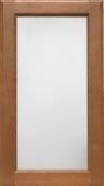 A wooden picture frame with a white picture inside of it.