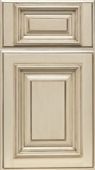 A close up of a white cabinet door on a white background.