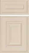 A close up of a white cabinet door on a white background.