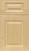 A close up of a wooden cabinet door.