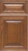 A close up of a wooden cabinet door on a white background.