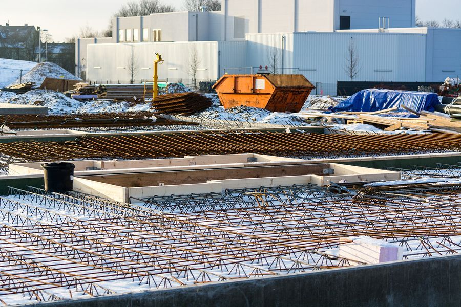 a view of a construction site in the snow