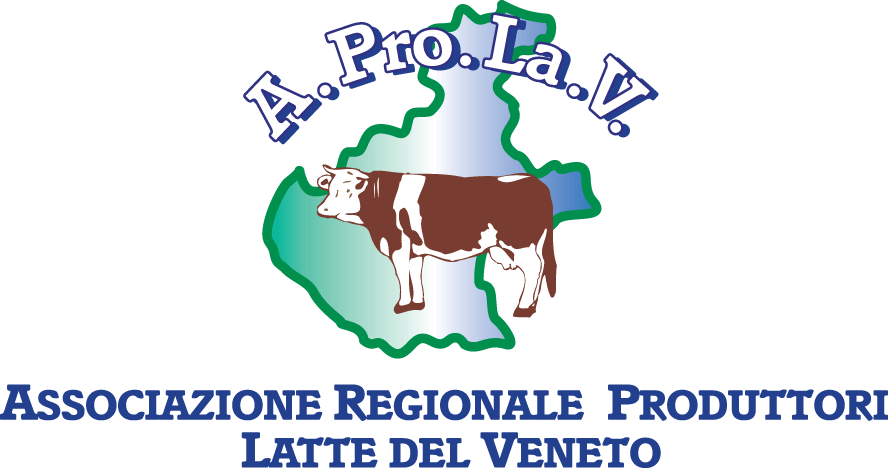 Logo of A.Pro.La.V. with a cow over a map of Veneto and text: Associazione Regionale Produttori Latte del Veneto