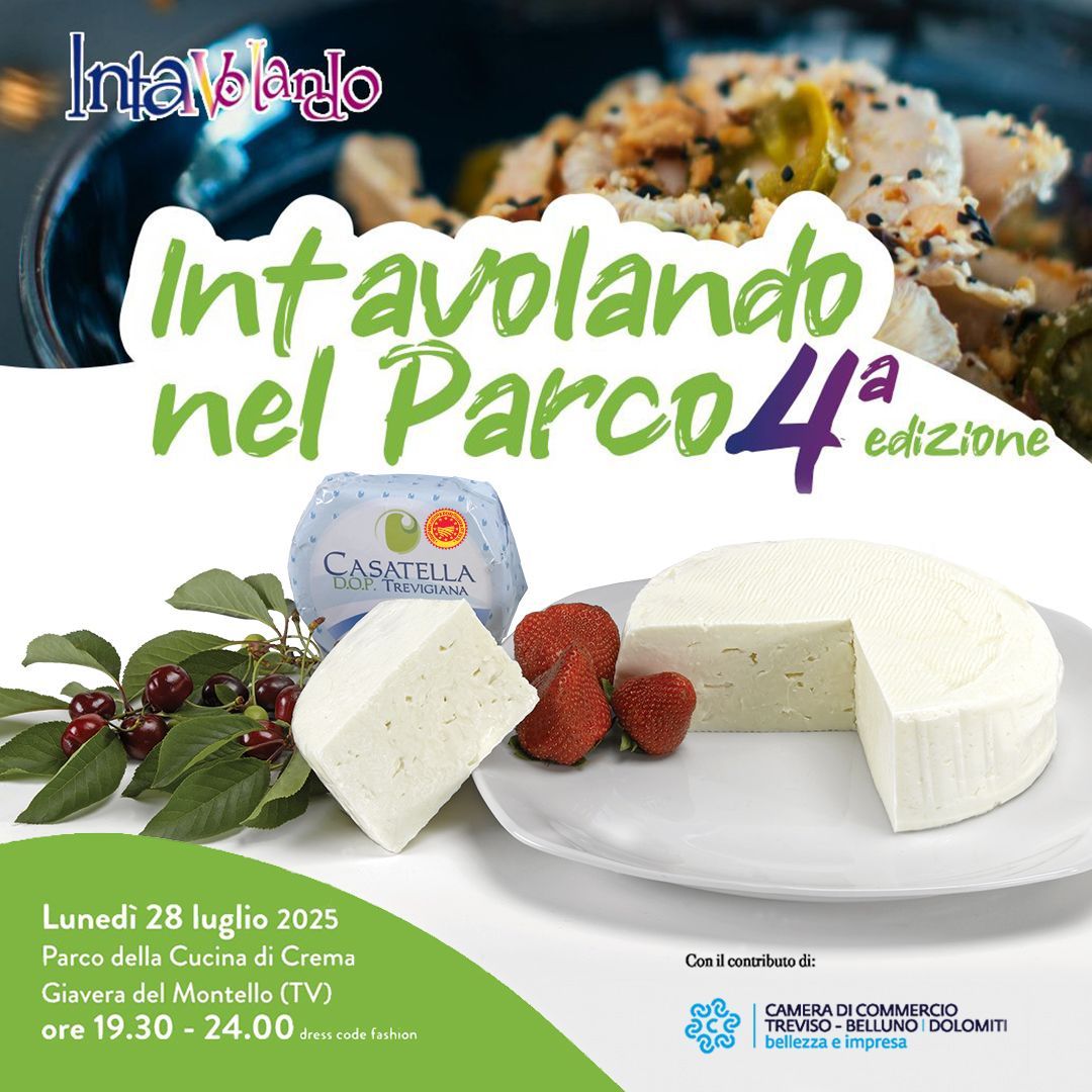 Locandina di “Intavolando nel Parco 4ª edizione” con formaggi e orzo, data 28 luglio 2025.