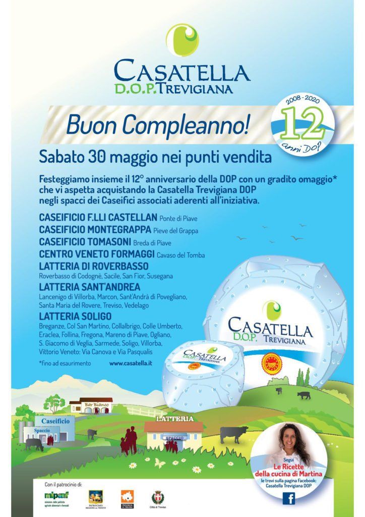 Manifesto pubblicitario per la promozione dello yogurt Castella: cielo azzurro con mucche, prodotti e una donna che tiene in mano una confezione.
