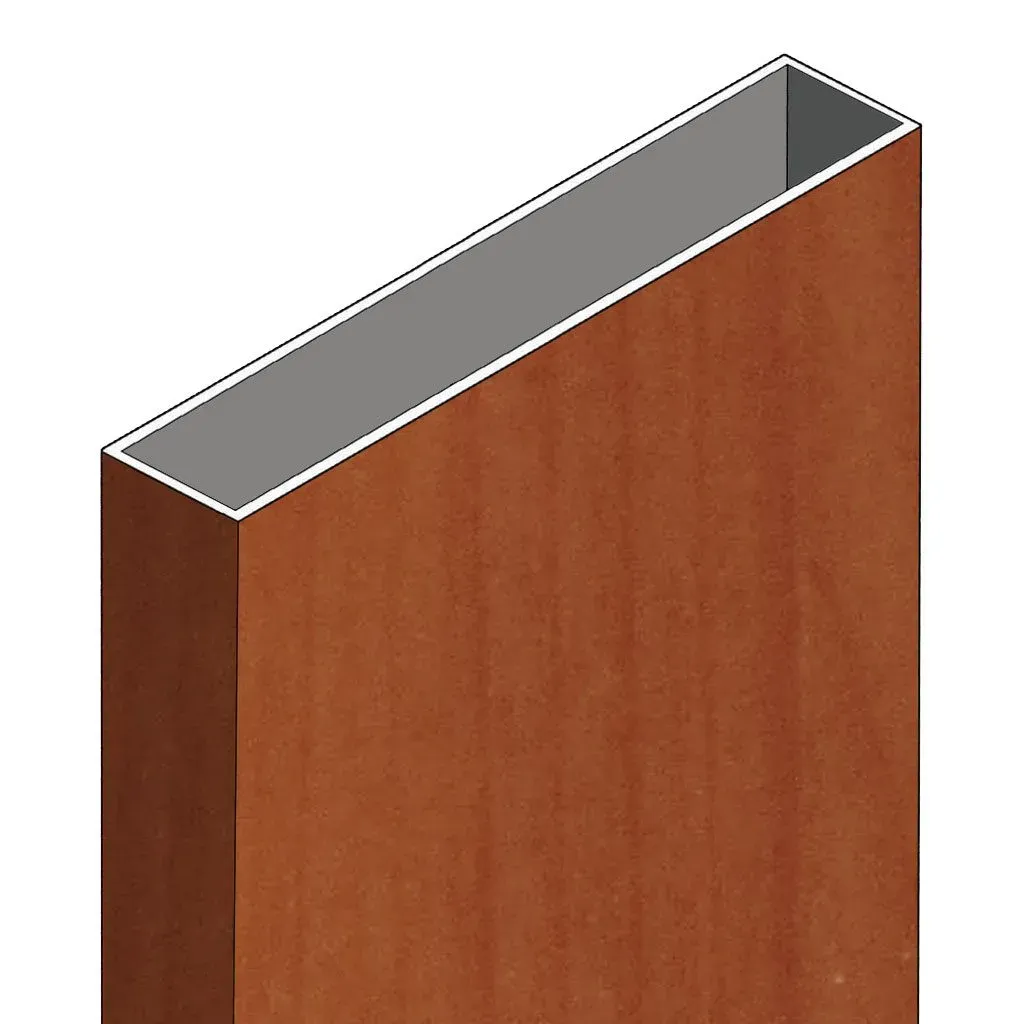 A wooden box with a metal frame on a white background.