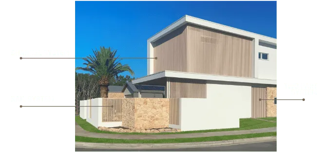 A picture of a house with a palm tree in the background.