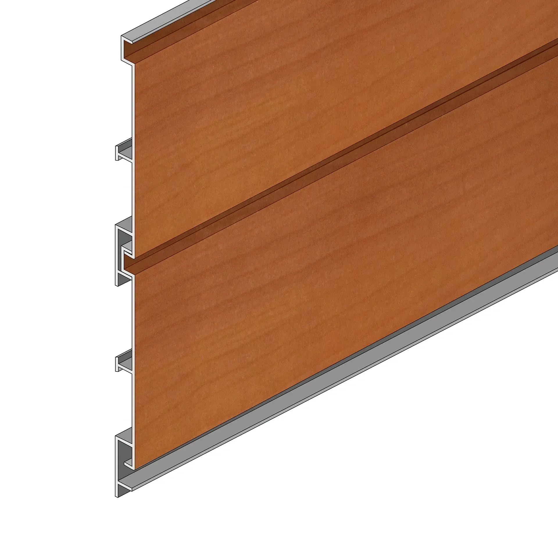 A piece of wood with a metal frame on a white background