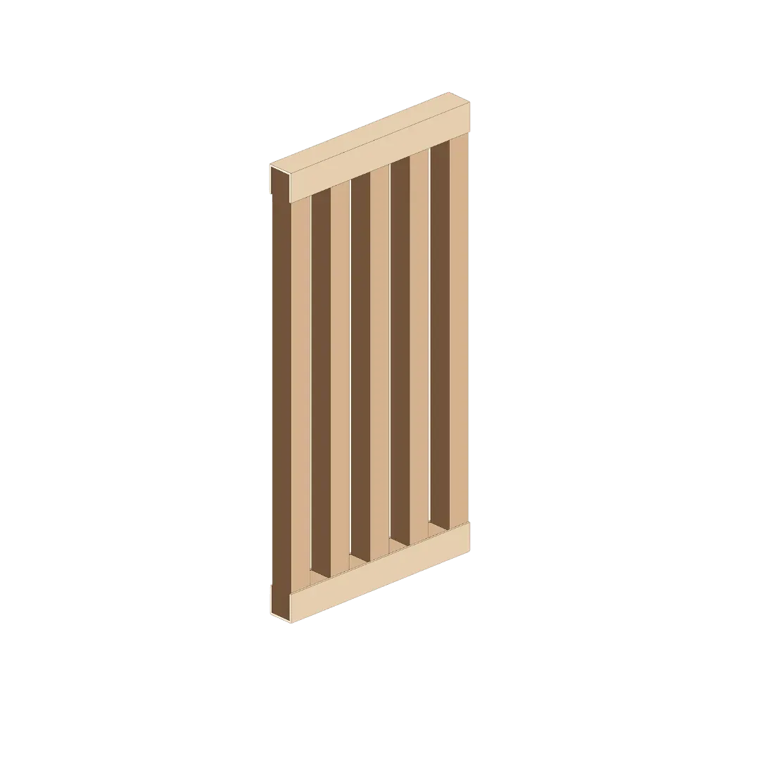 A 3d model of a wooden radiator on a white background.
