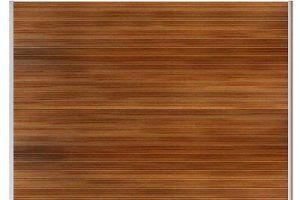 A close up of an aluminium wooden privacy fence on a white background.